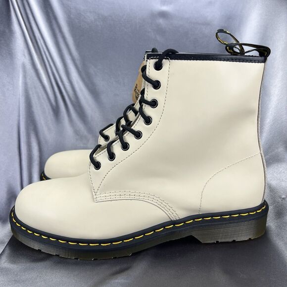 DR. Martens 1460 Boots Men's 14 Cream Combat Smooth Leather 31008 90's Grunge - Picture 7 of 17